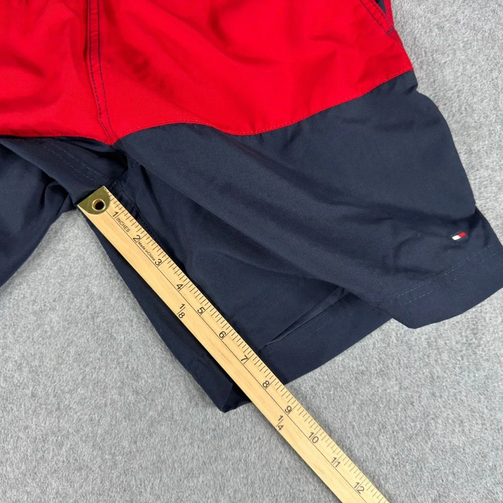 Tommy Hilfiger Men's Swim Trunks L Navy Red Color Block Drawstring NWT